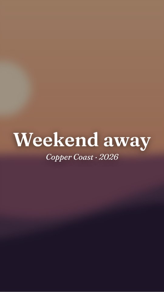 An opening title card reading Weekend away